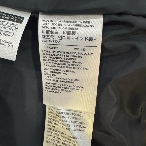 Levi’s Faux Leather Sherpa Lined Trucker Jacket Men’s XL Black Snap Front - Picture 11 of 13